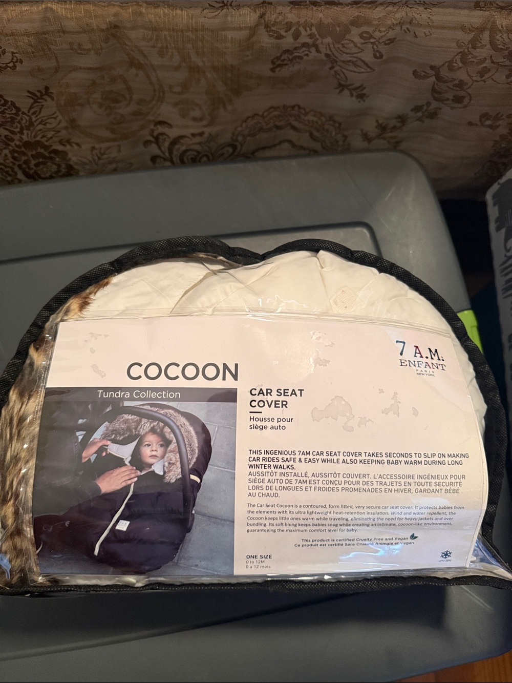 7 A.M. Enfant Cocoon Tundra Collection Car Seat Cover - Beige Fur